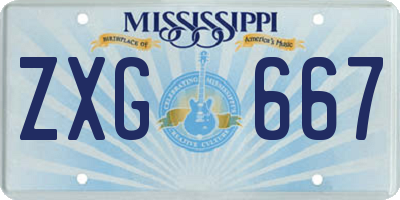 MS license plate ZXG667