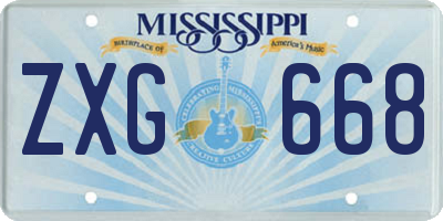 MS license plate ZXG668