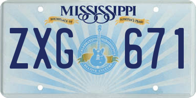 MS license plate ZXG671