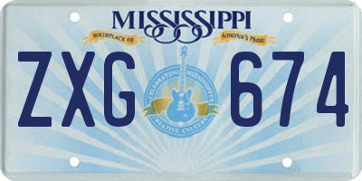 MS license plate ZXG674