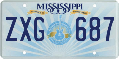 MS license plate ZXG687