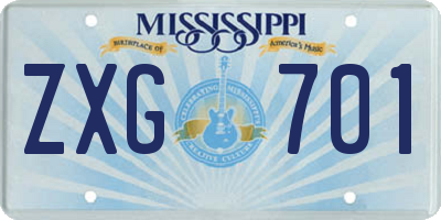MS license plate ZXG701