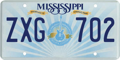 MS license plate ZXG702