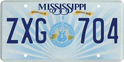 MS license plate ZXG704