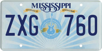 MS license plate ZXG760