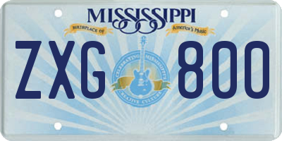 MS license plate ZXG800