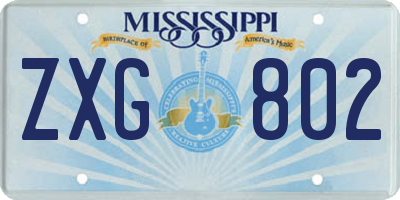 MS license plate ZXG802