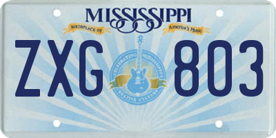 MS license plate ZXG803