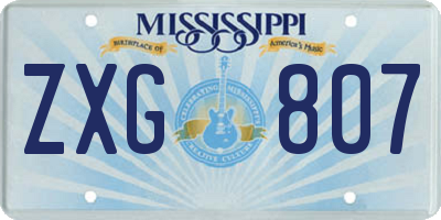 MS license plate ZXG807