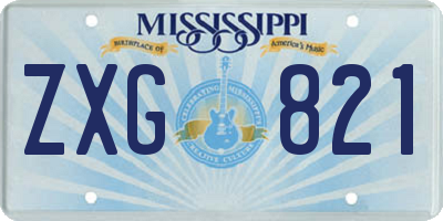 MS license plate ZXG821