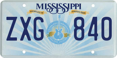 MS license plate ZXG840