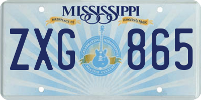 MS license plate ZXG865