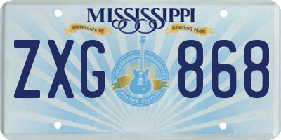 MS license plate ZXG868