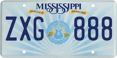 MS license plate ZXG888
