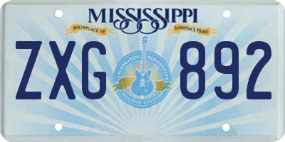 MS license plate ZXG892
