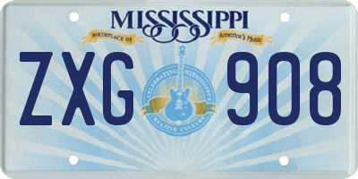 MS license plate ZXG908