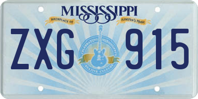 MS license plate ZXG915
