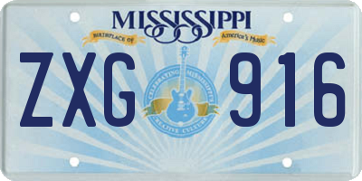 MS license plate ZXG916