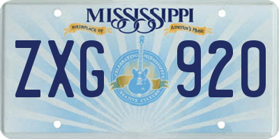 MS license plate ZXG920