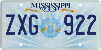 MS license plate ZXG922