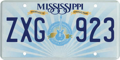 MS license plate ZXG923