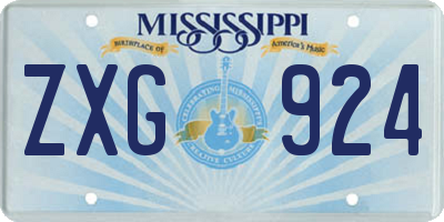 MS license plate ZXG924