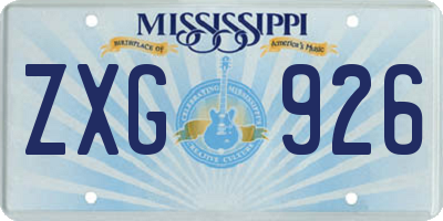 MS license plate ZXG926