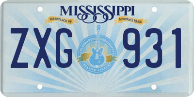 MS license plate ZXG931