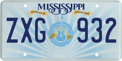 MS license plate ZXG932