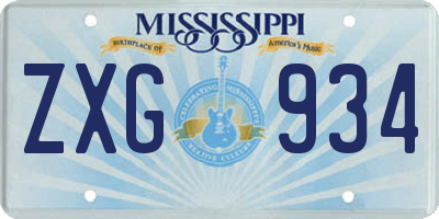 MS license plate ZXG934