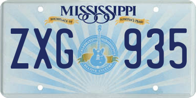 MS license plate ZXG935
