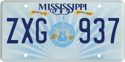 MS license plate ZXG937