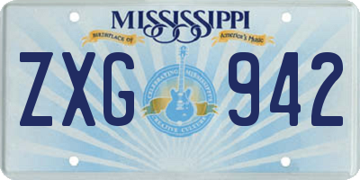 MS license plate ZXG942