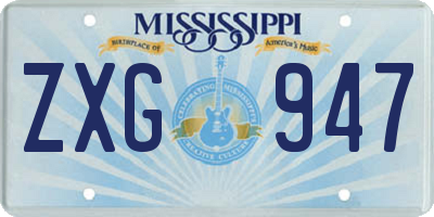 MS license plate ZXG947