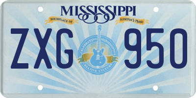 MS license plate ZXG950
