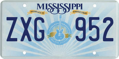 MS license plate ZXG952