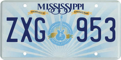 MS license plate ZXG953