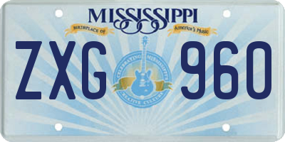 MS license plate ZXG960