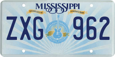 MS license plate ZXG962