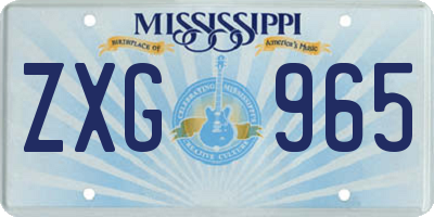 MS license plate ZXG965