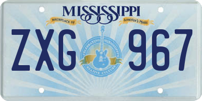 MS license plate ZXG967