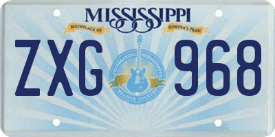 MS license plate ZXG968