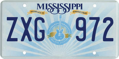 MS license plate ZXG972