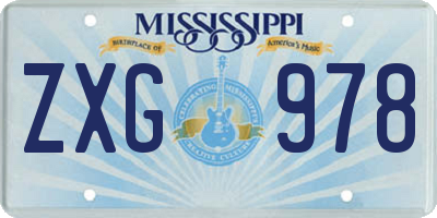 MS license plate ZXG978