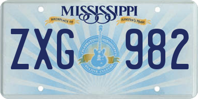 MS license plate ZXG982