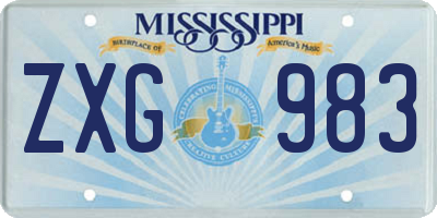 MS license plate ZXG983
