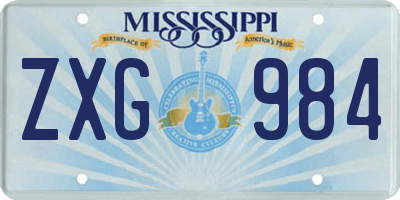 MS license plate ZXG984