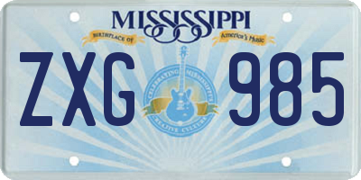 MS license plate ZXG985