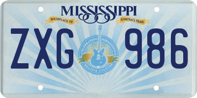 MS license plate ZXG986
