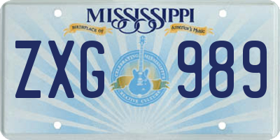 MS license plate ZXG989